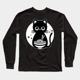 kawaii vintage style japenese ramen cat Long Sleeve T-Shirt